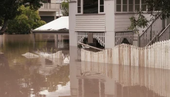 house after flood under water